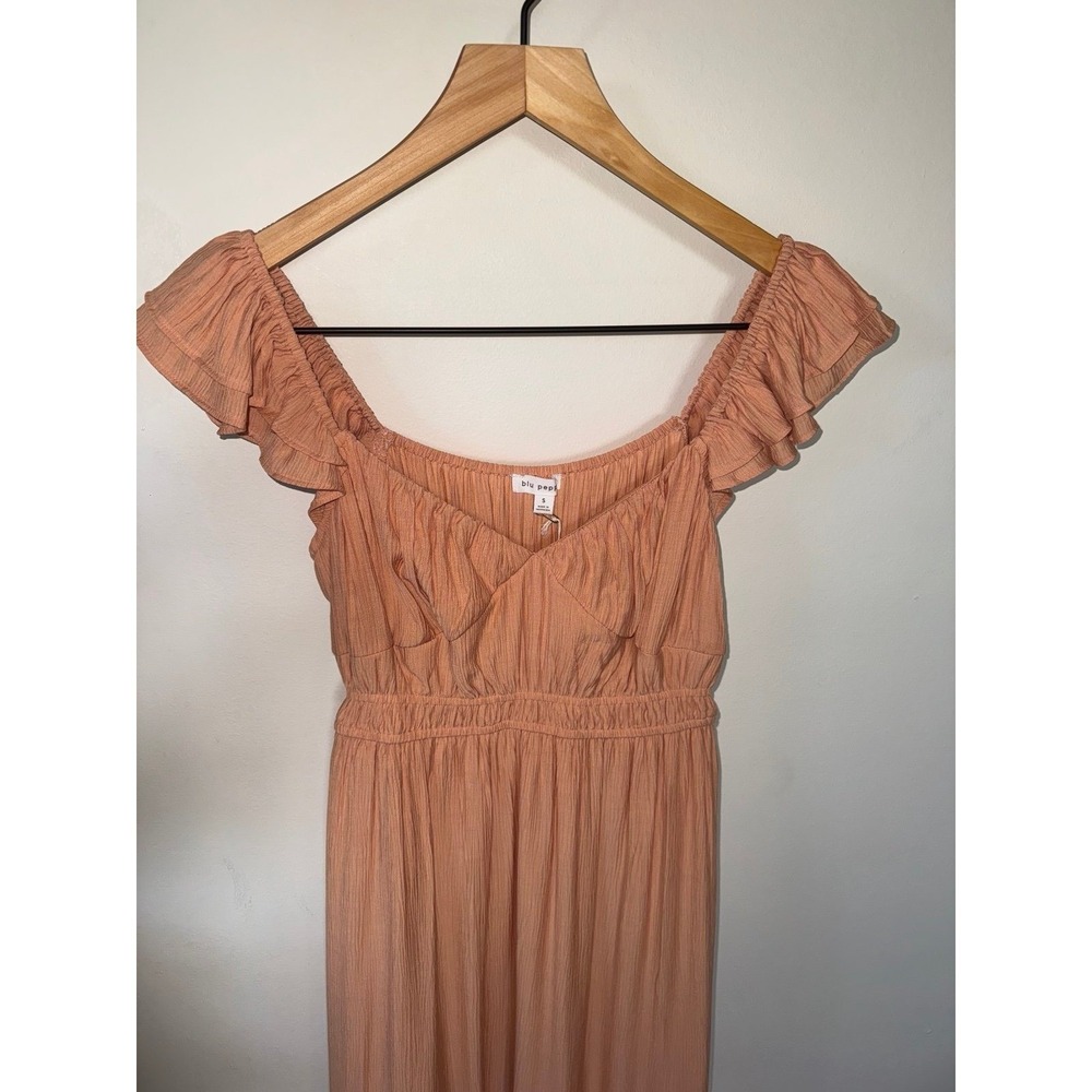 Ruffle Cottage Core Midi Dress Peach SMALL NWT Boutique Brand - Picture 3 of 6